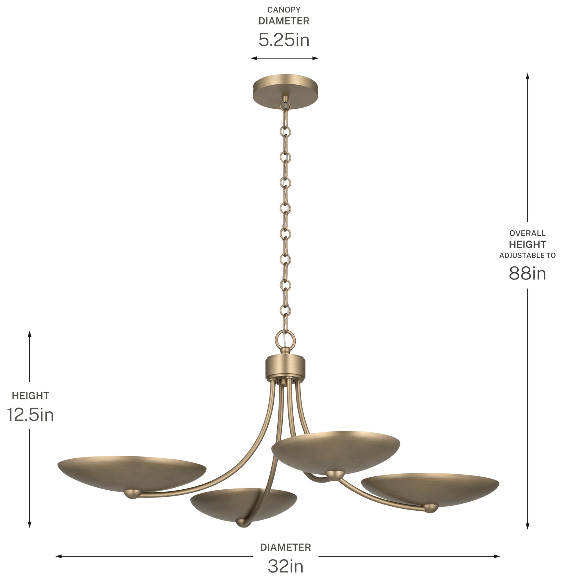 Kichler Palmela 32" 4-Lt XL Convertible Chandelier in Champagne Bronze