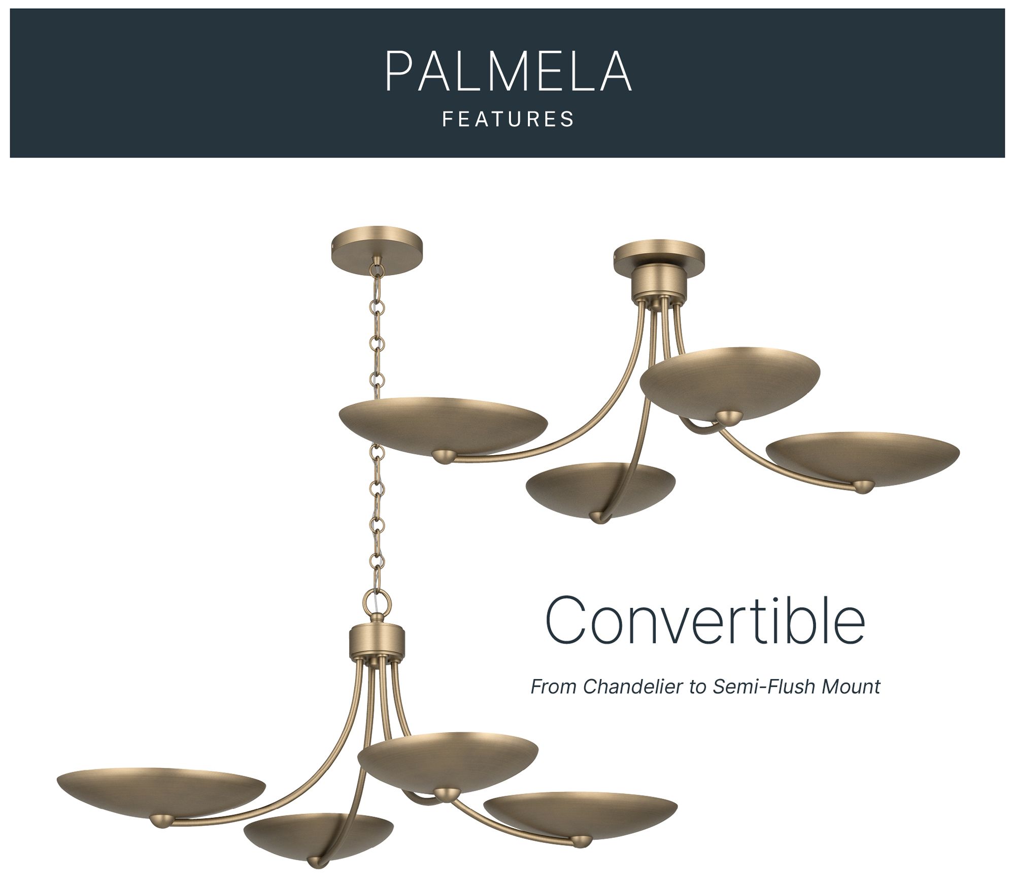 Kichler Palmela 32" 4-Lt XL Convertible Chandelier in Champagne Bronze