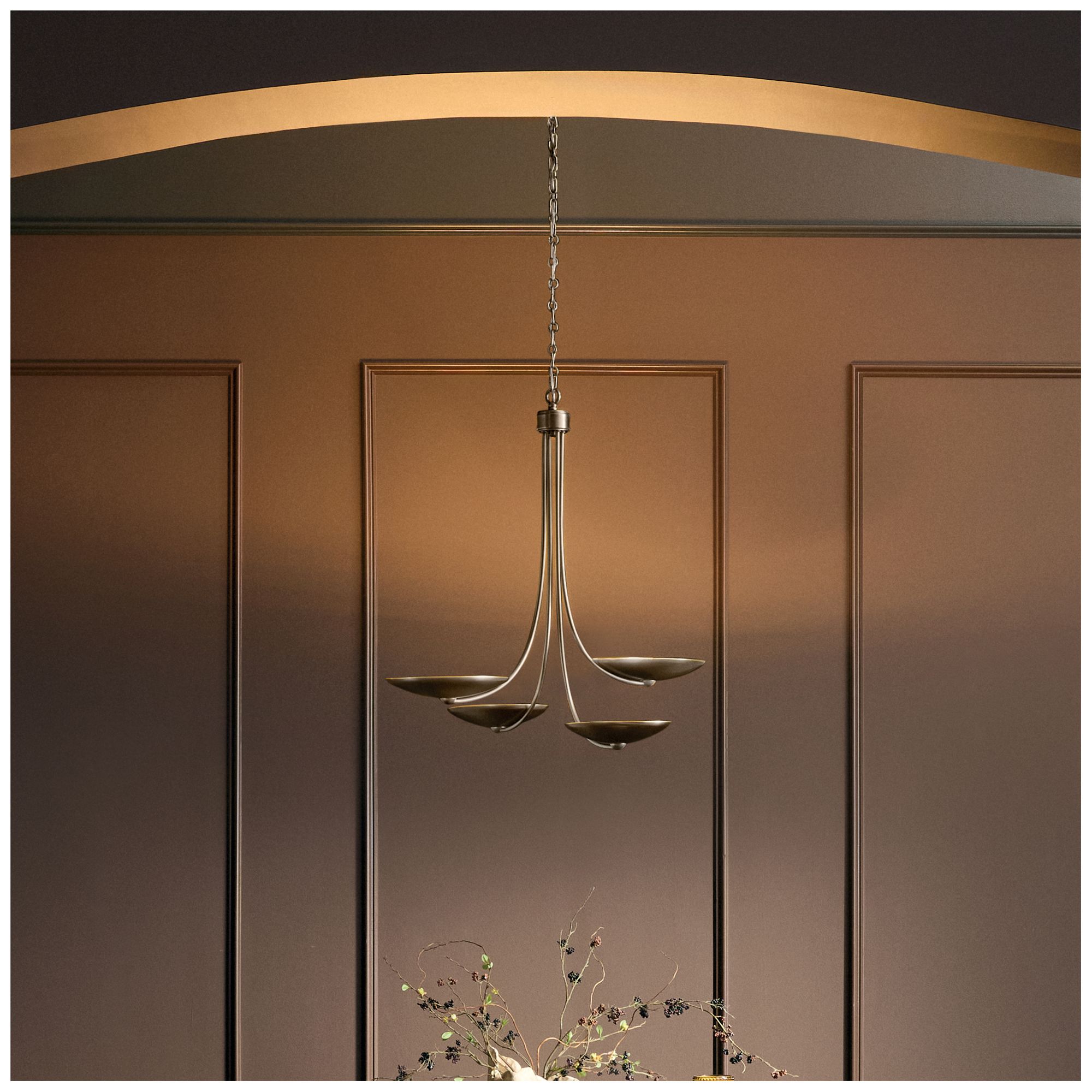 Image 2 Kichler Palmela 32" 4L Chandelier Lacquered Bronze Lacquered Brass interior more views