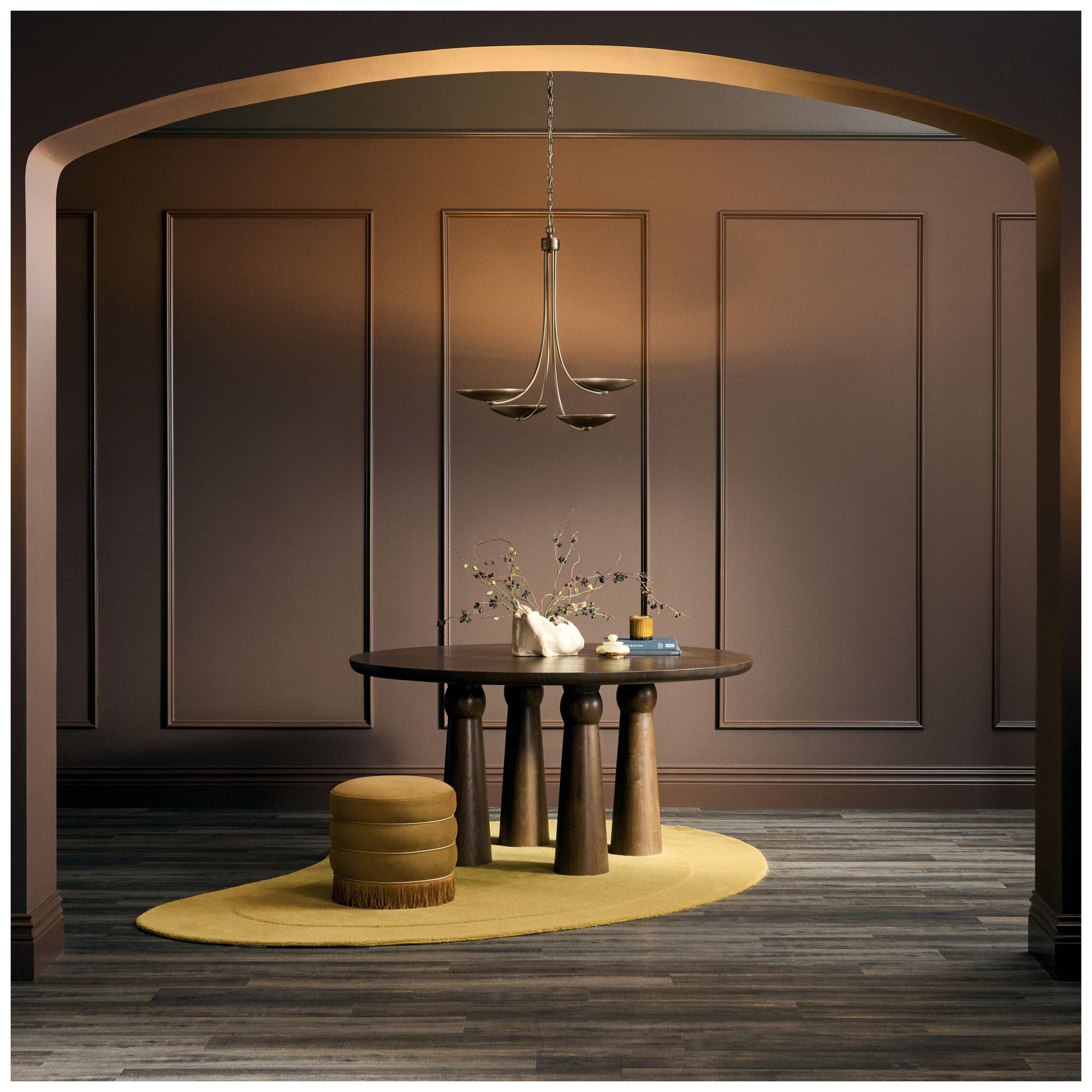Kichler Palmela 32" 4L Chandelier Lacquered Bronze Lacquered Brass interior