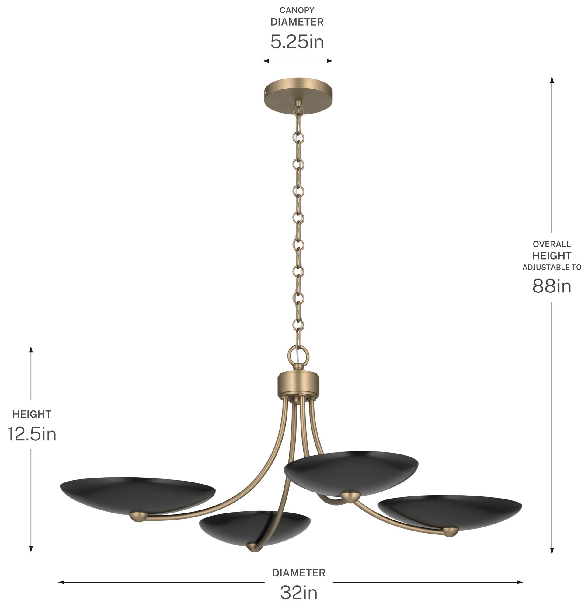 Kichler Palmela 32" 4L XL Convertible Chandelier Champagne Bronze/Black out