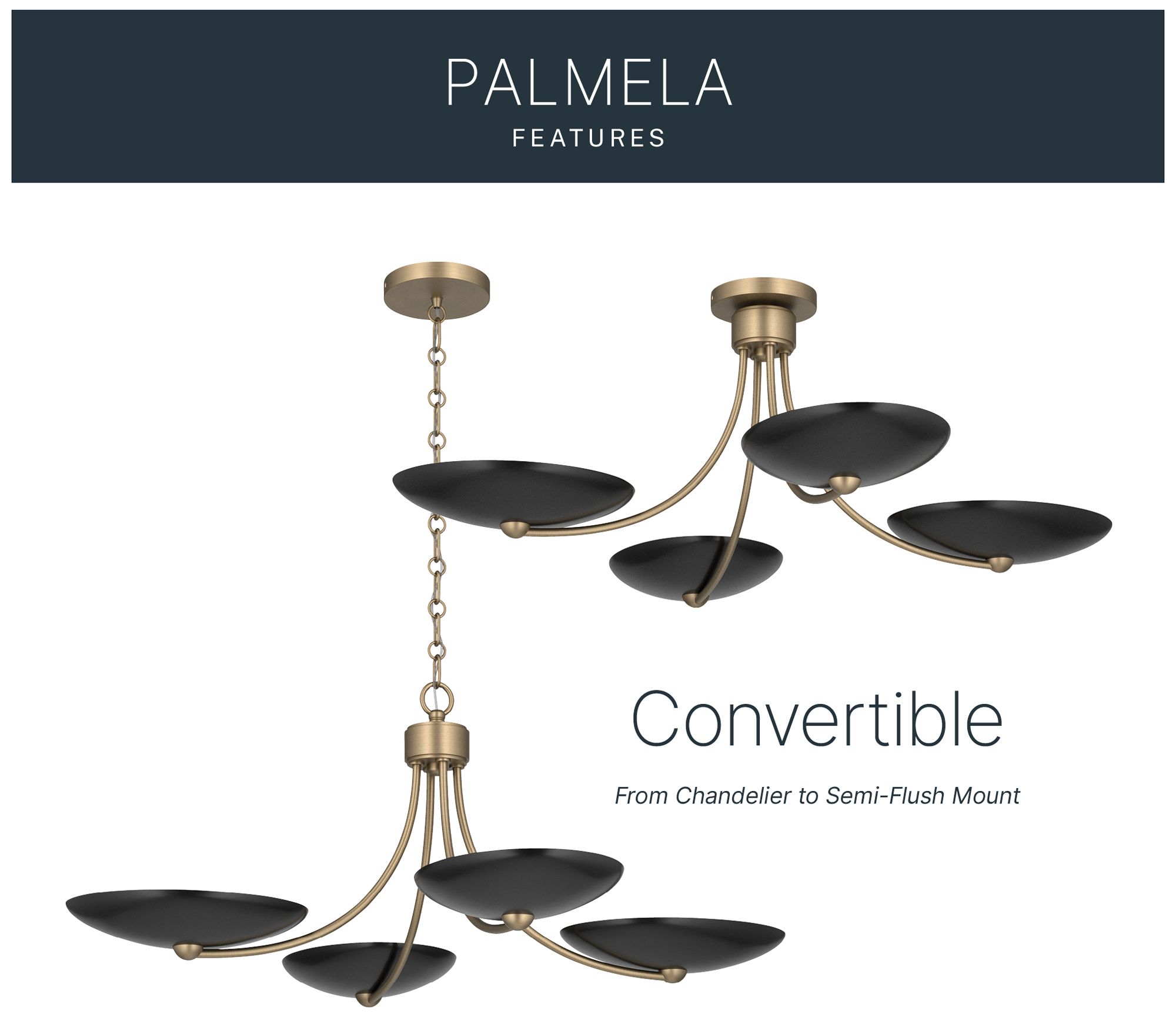 Kichler Palmela 32" 4L XL Convertible Chandelier Champagne Bronze/Black out