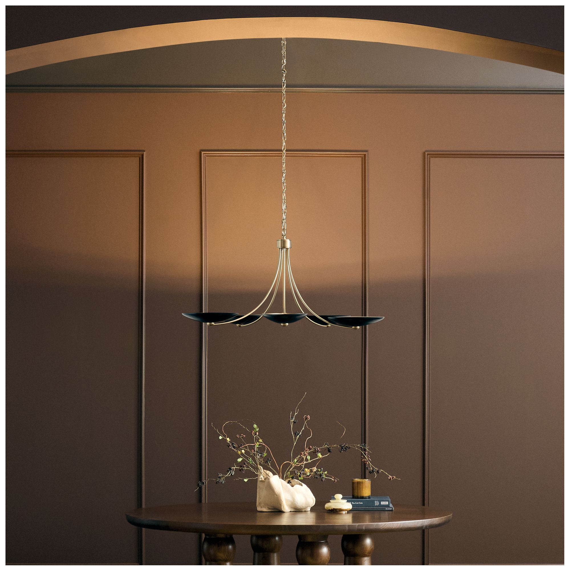 Kichler Palmela 40" 5-Lt Chandelier in Champagne Bronze finish Black outer