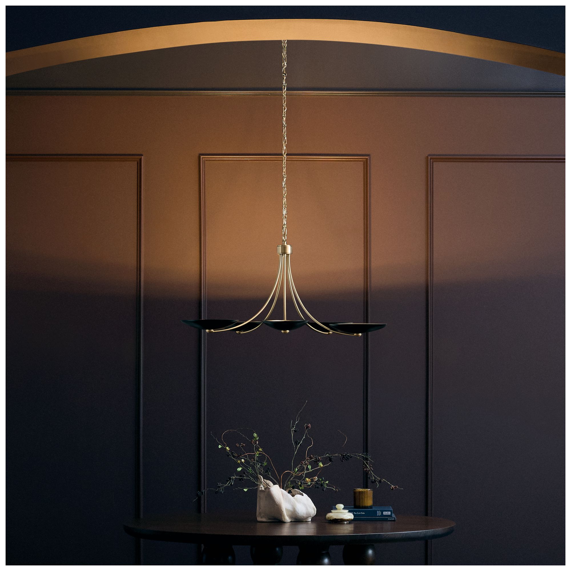Kichler Palmela 40" 5-Lt Chandelier in Champagne Bronze finish Black outer