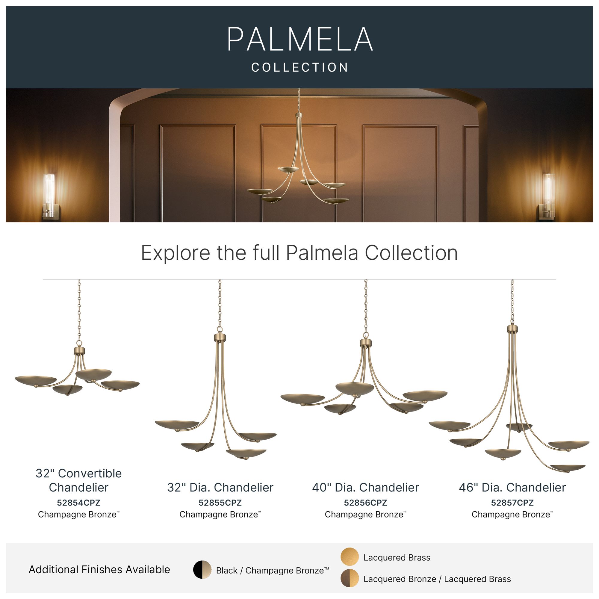 Kichler Palmela 40" 5-Lt Chandelier in Champagne Bronze finish