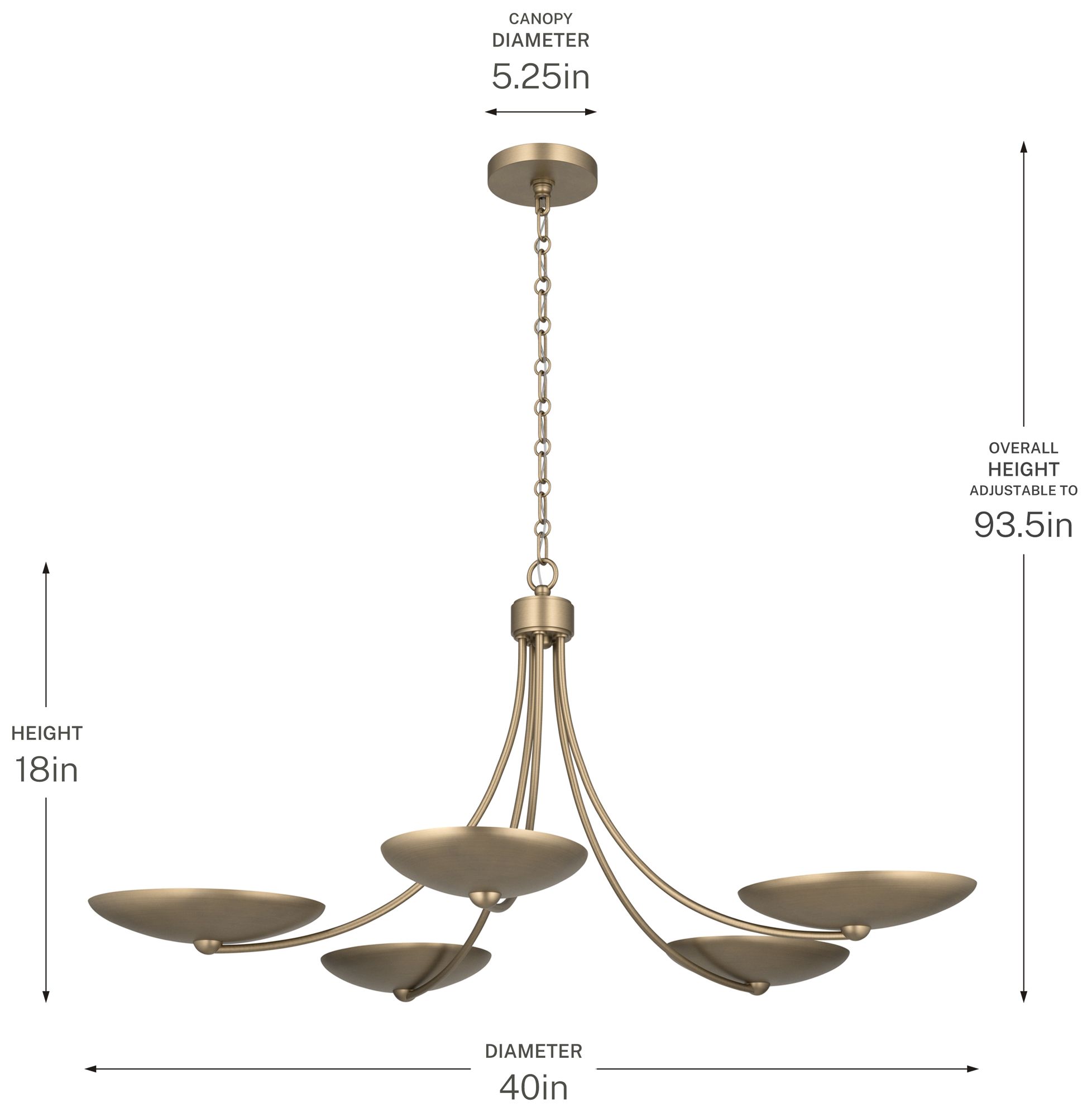 Kichler Palmela 40" 5-Lt Chandelier in Champagne Bronze finish