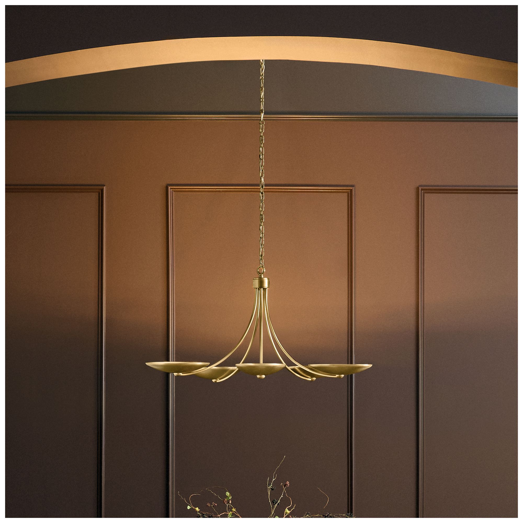 Image 2 Kichler Palmela 40" 5-Lt Chandelier in Lacquered Brass more views