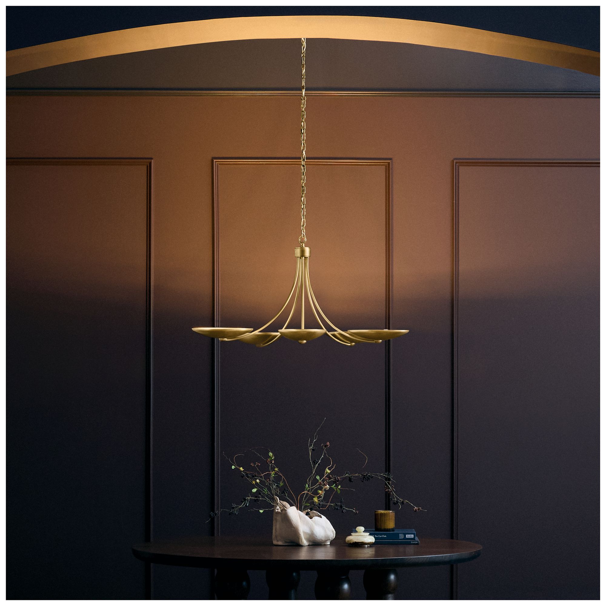 Kichler Palmela 40" 5-Lt Chandelier in Lacquered Brass