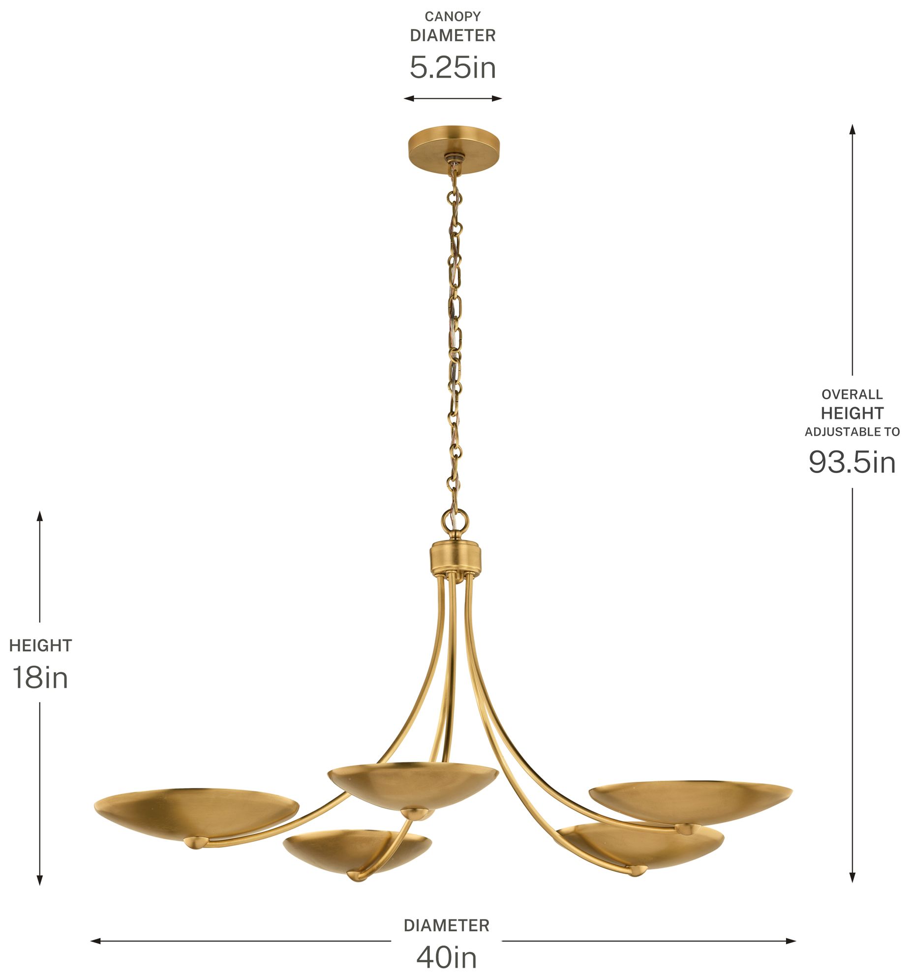 Kichler Palmela 40" 5-Lt Chandelier in Lacquered Brass
