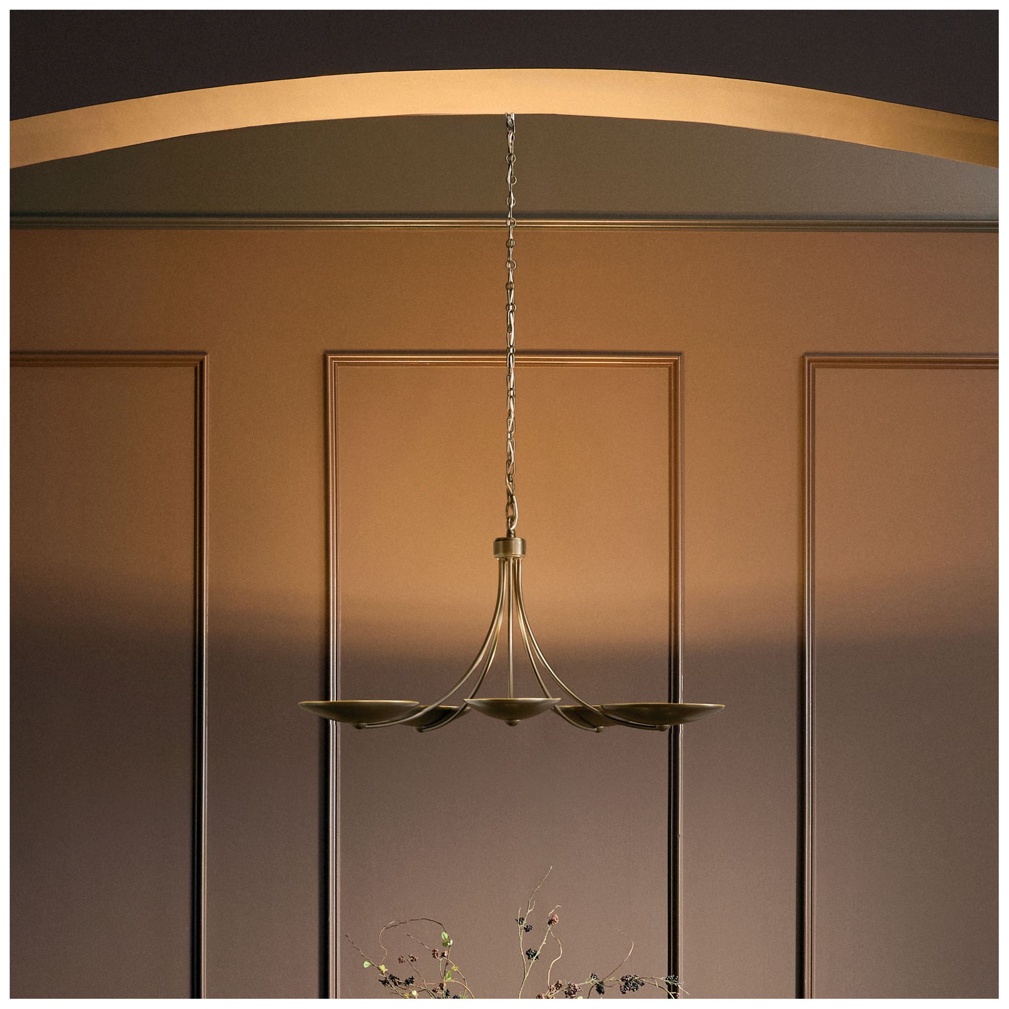 Image 2 Kichler Palmela 40" 5-Lt Chandelier Lacquered Bronze/Brass interior shade more views