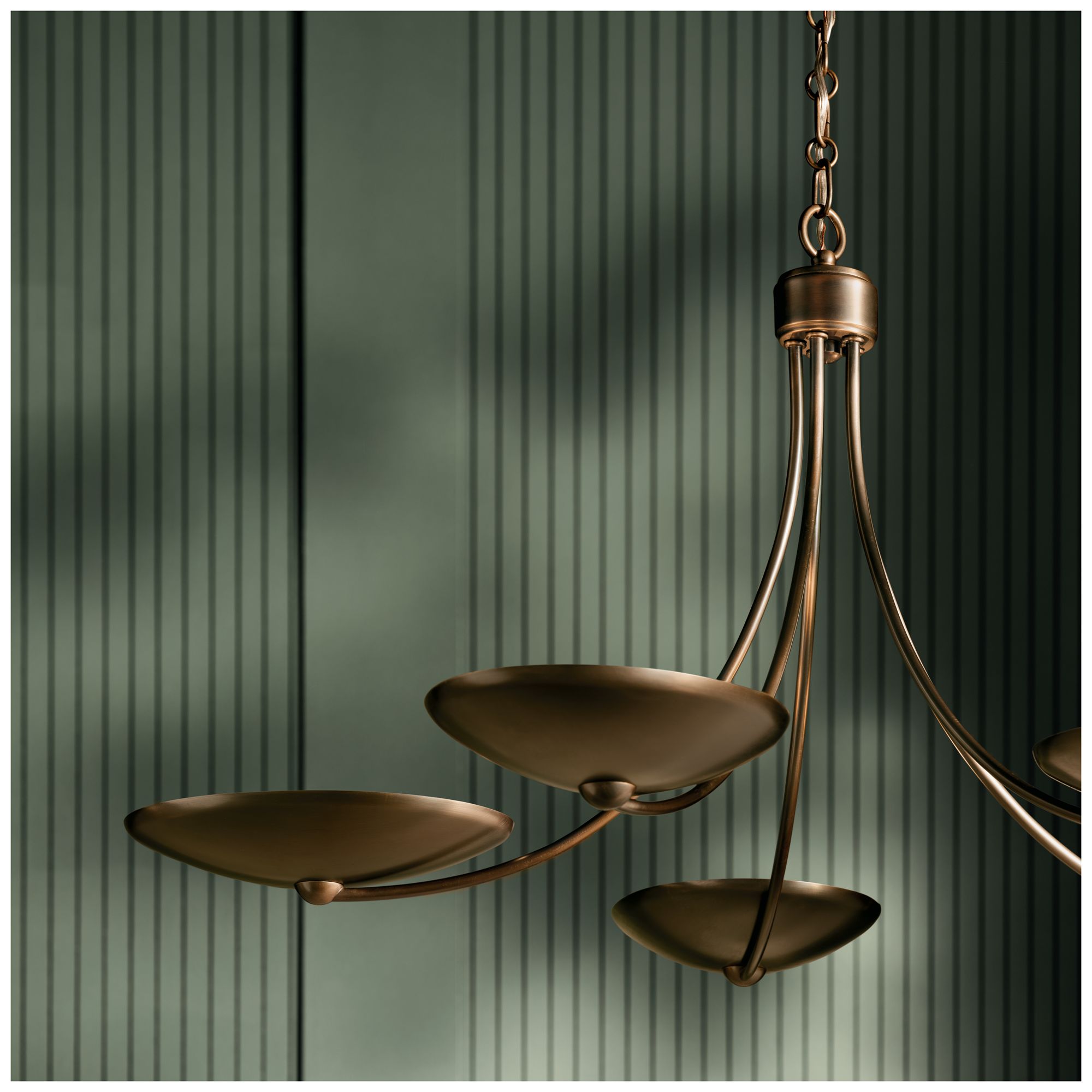 Image 5 Kichler Palmela 40" 5-Lt Chandelier Lacquered Bronze/Brass interior shade more views