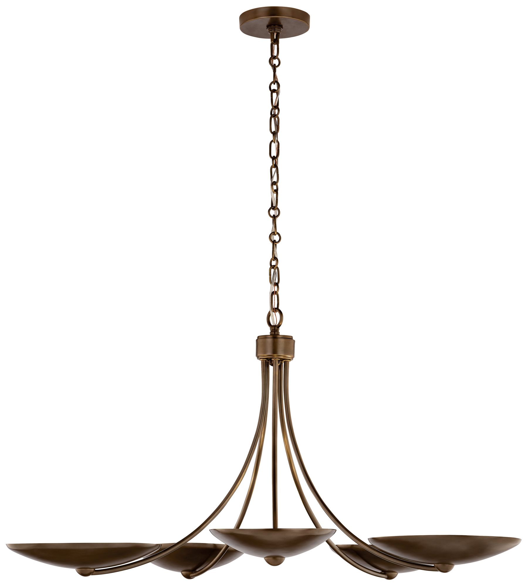 Image 7 Kichler Palmela 40" 5-Lt Chandelier Lacquered Bronze/Brass interior shade more views