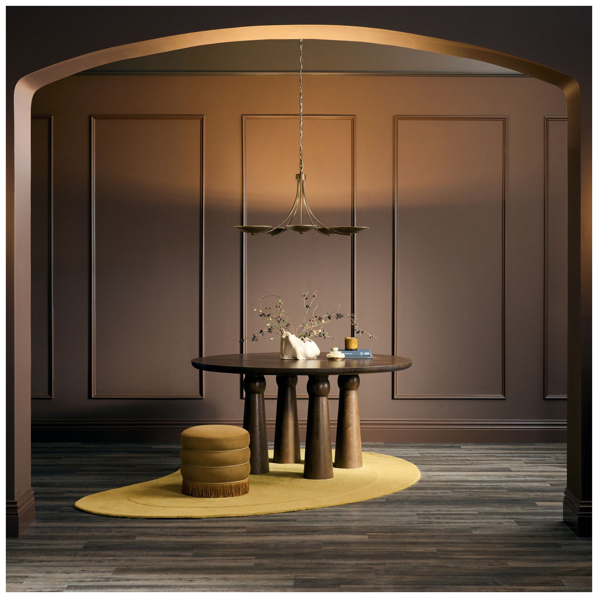 Kichler Palmela 40" 5-Lt Chandelier Lacquered Bronze/Brass interior shade
