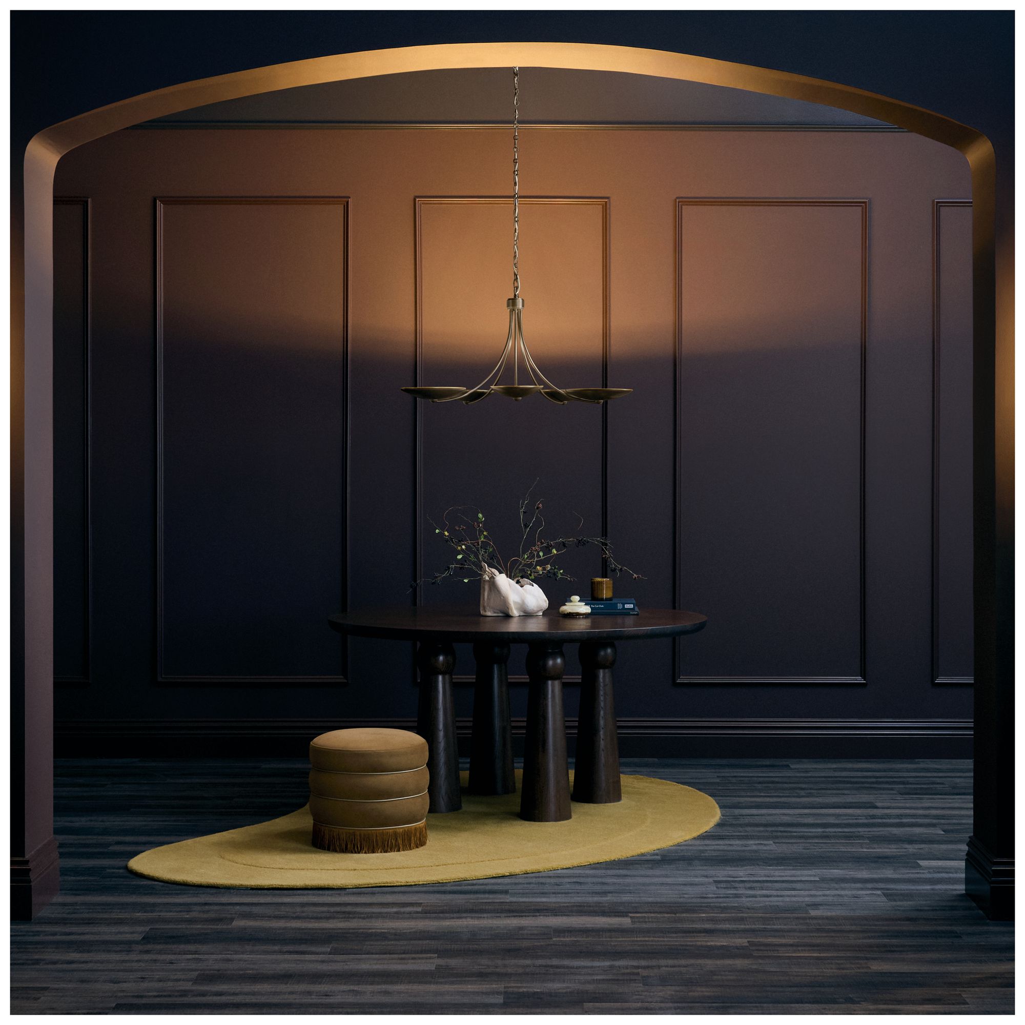 Kichler Palmela 40" 5-Lt Chandelier Lacquered Bronze/Brass interior shade