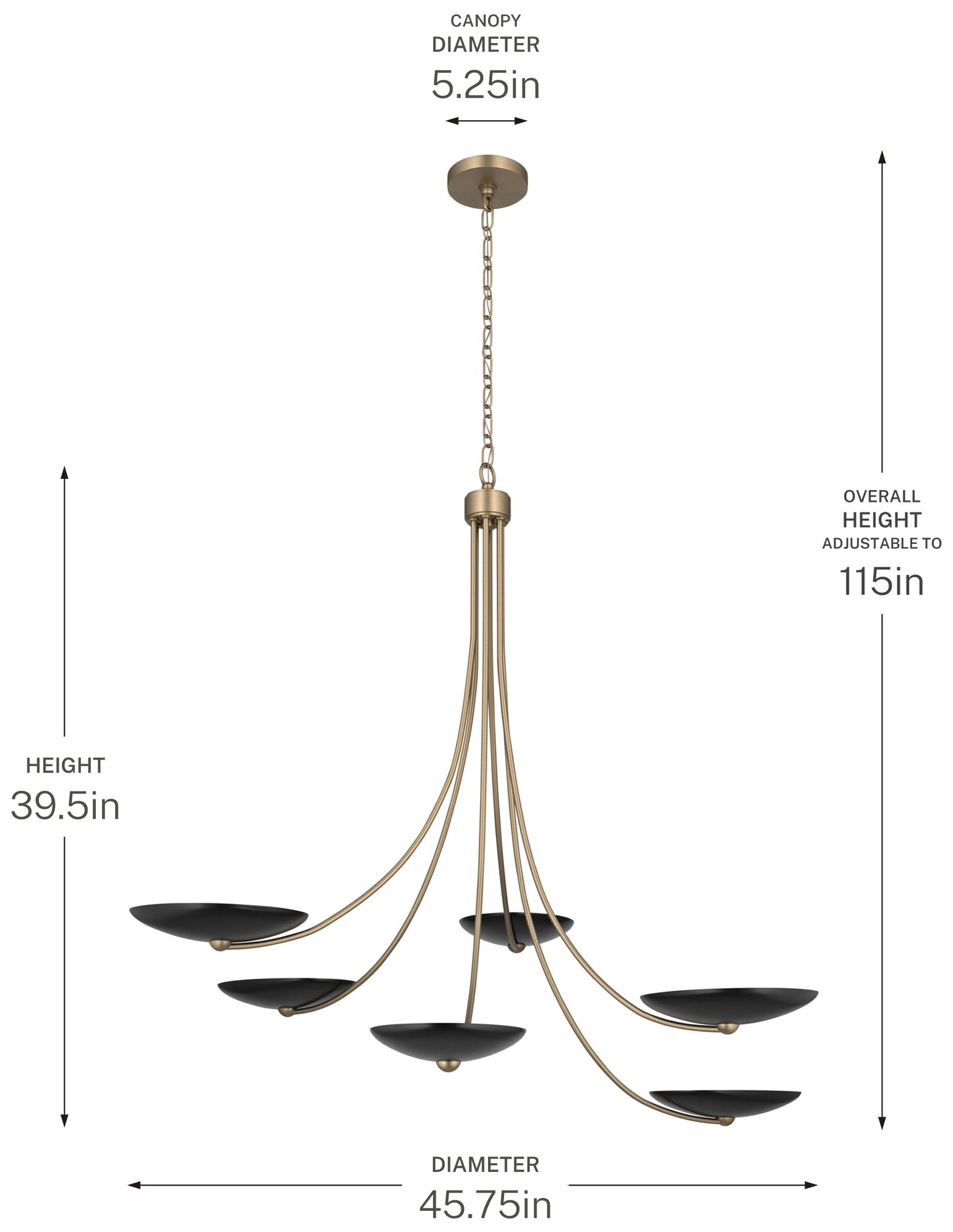 Kichler Palmela 45.75" 6-Lt XL Chandelier Champagne Bronze/Black outer
