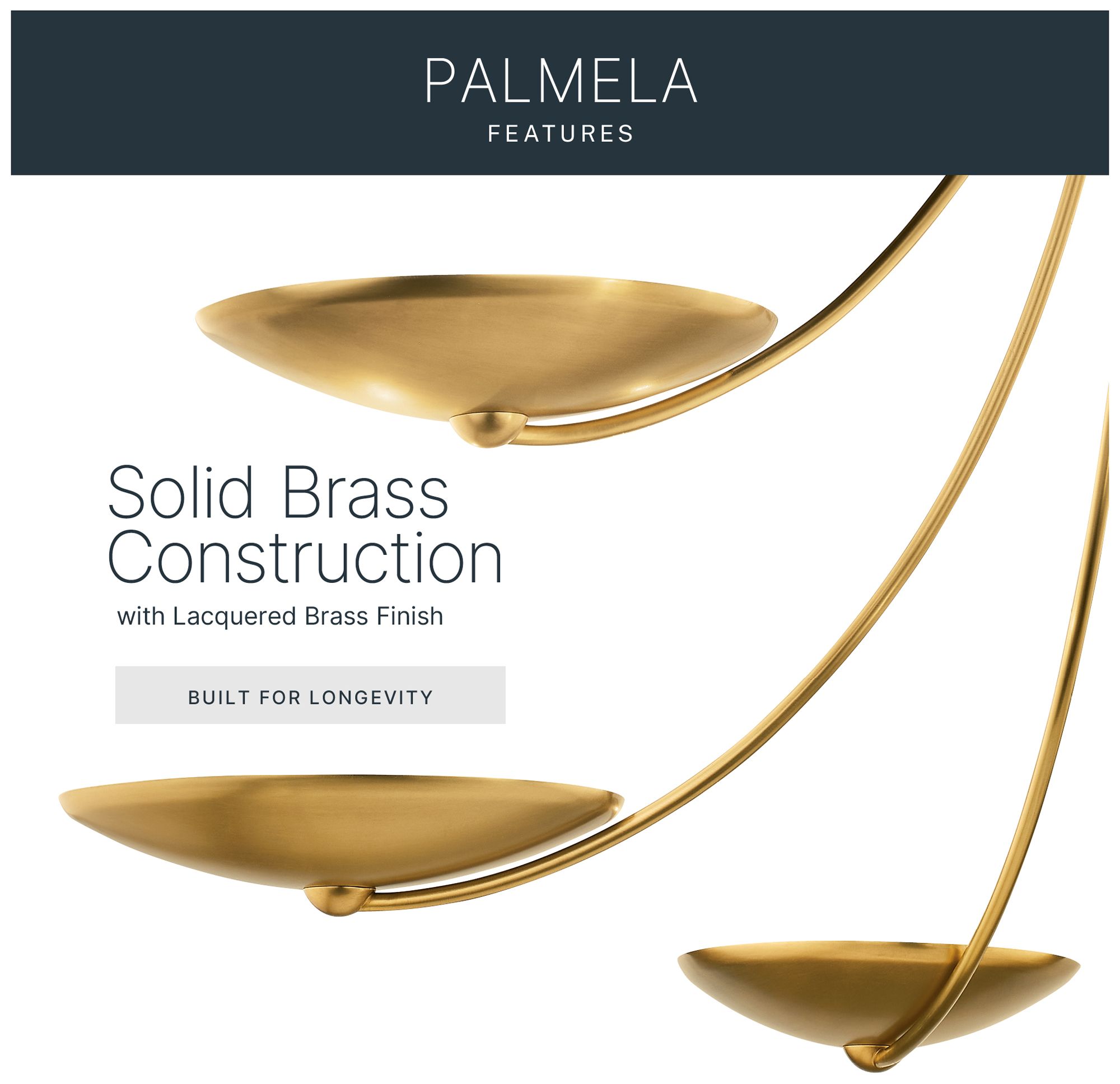 Image 4 Kichler Palmela 45.75" 6-Lt XL Chandelier in Lacquered Brass more views