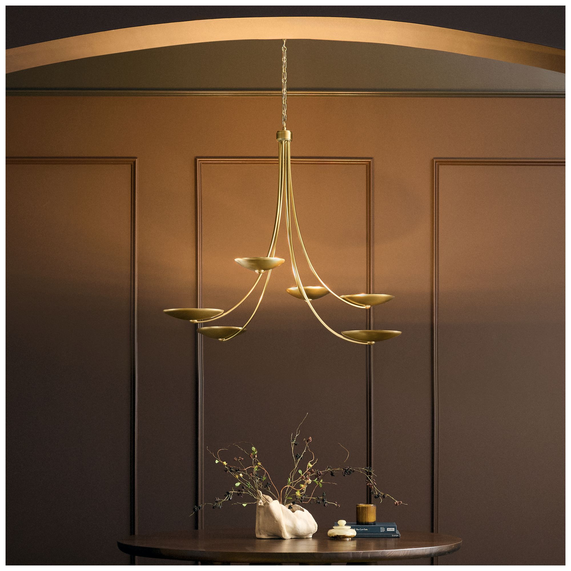 Kichler Palmela 45.75" 6-Lt XL Chandelier in Lacquered Brass