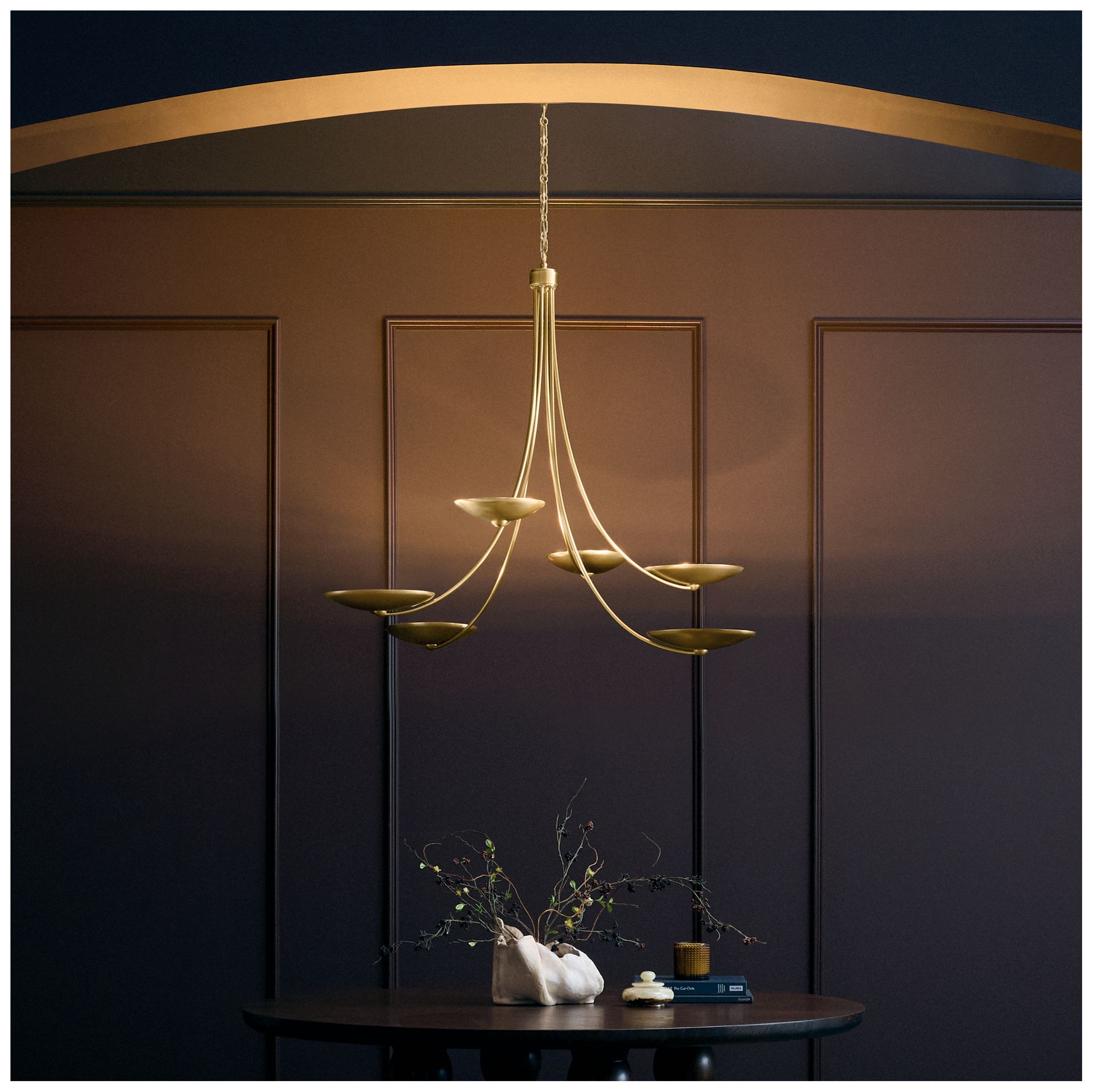 Kichler Palmela 45.75" 6-Lt XL Chandelier in Lacquered Brass