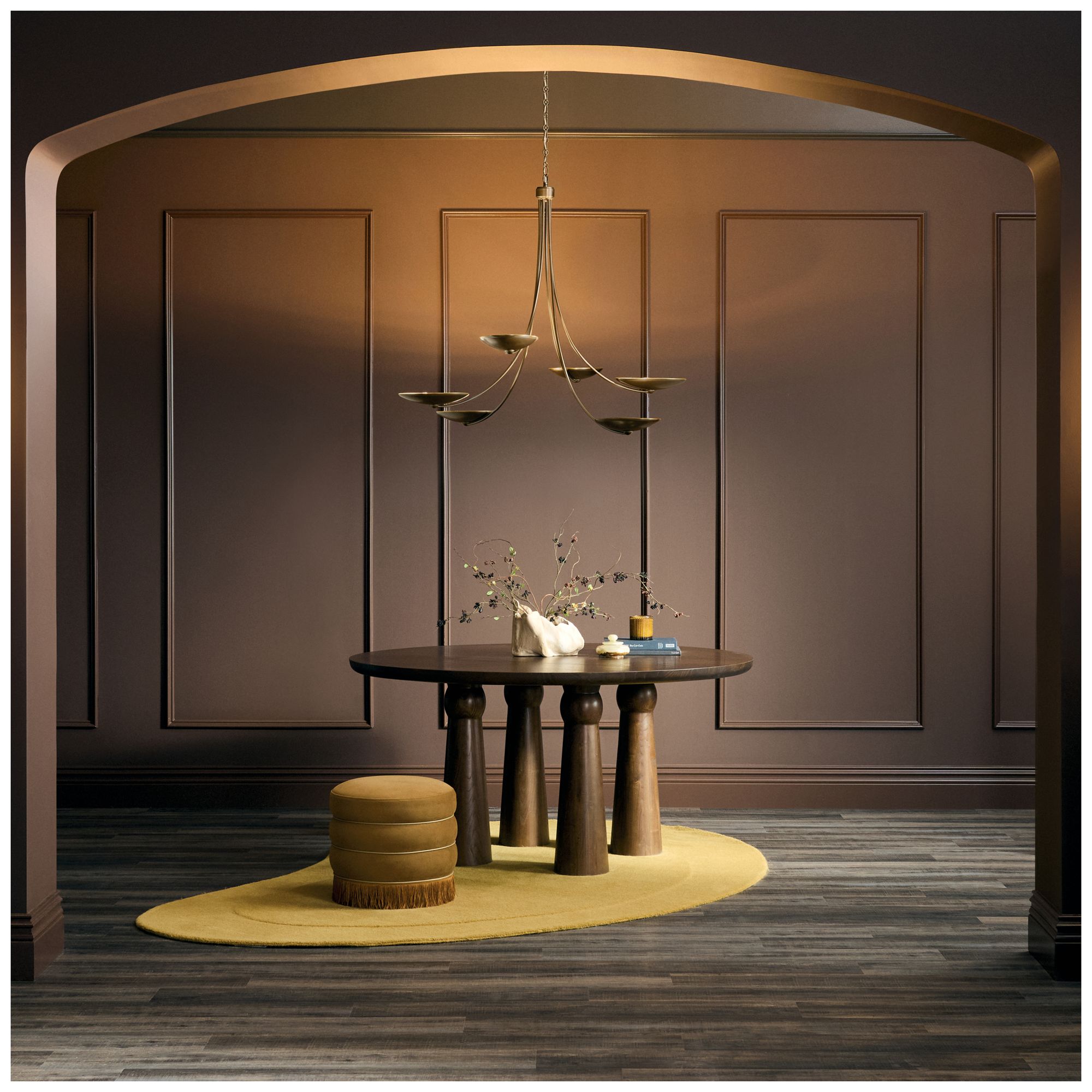 Kichler Palmela 45.75" 6L XL Chandelier Lacquered Bronze/Brass interior