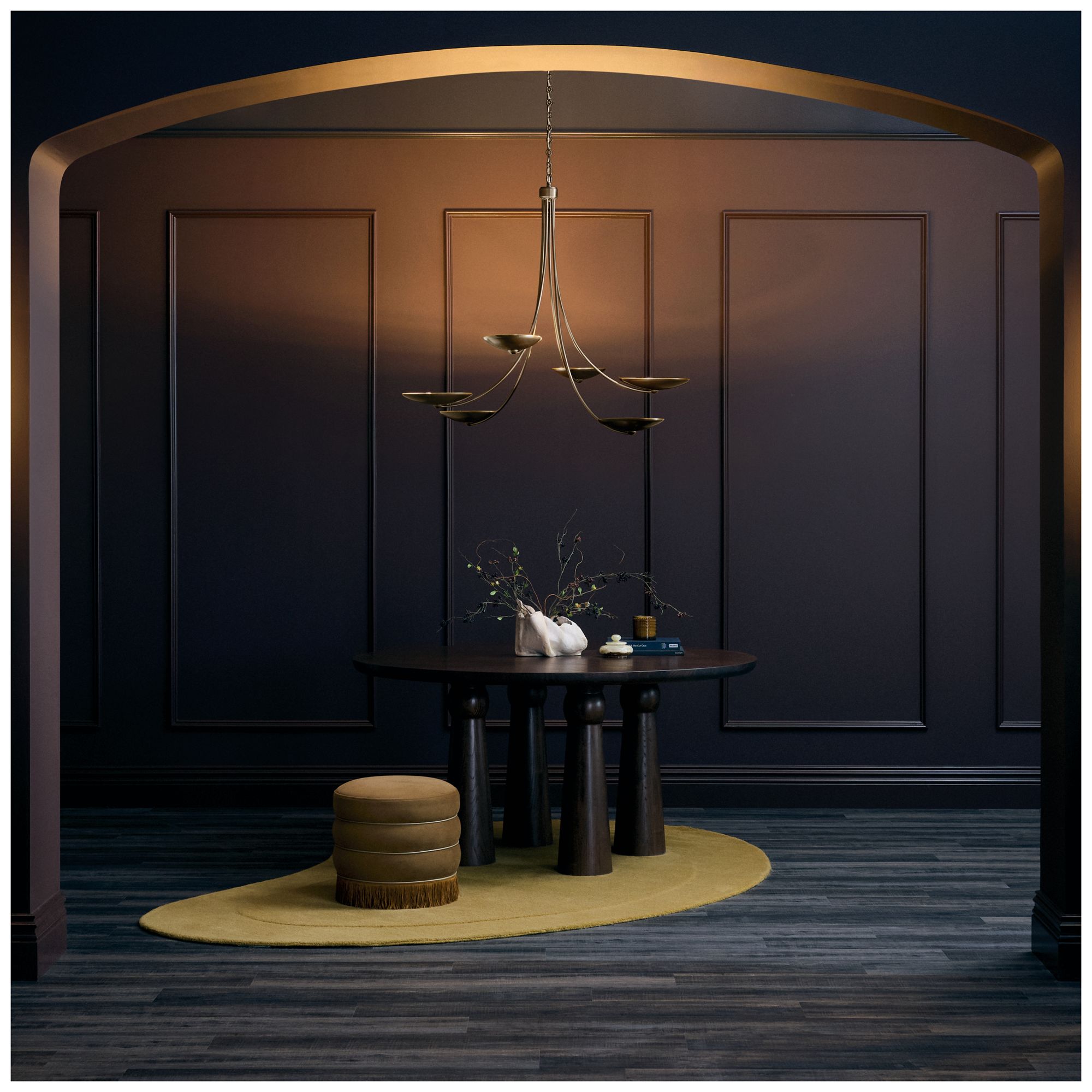 Kichler Palmela 45.75" 6L XL Chandelier Lacquered Bronze/Brass interior