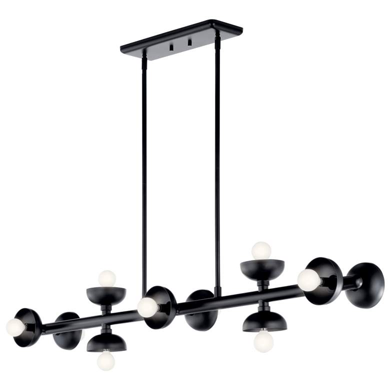 Image 1 Kichler Palta 48 inch Wide 10-Light Modern Black Linear Chandelier