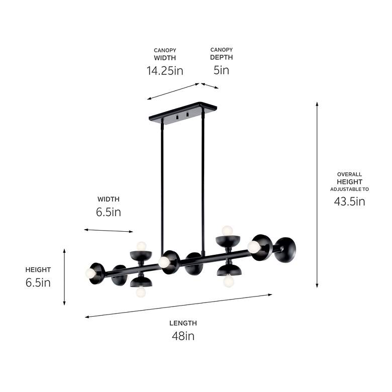 Image 5 Kichler Palta 48" Wide 10-Light Modern Black Linear Chandelier more views