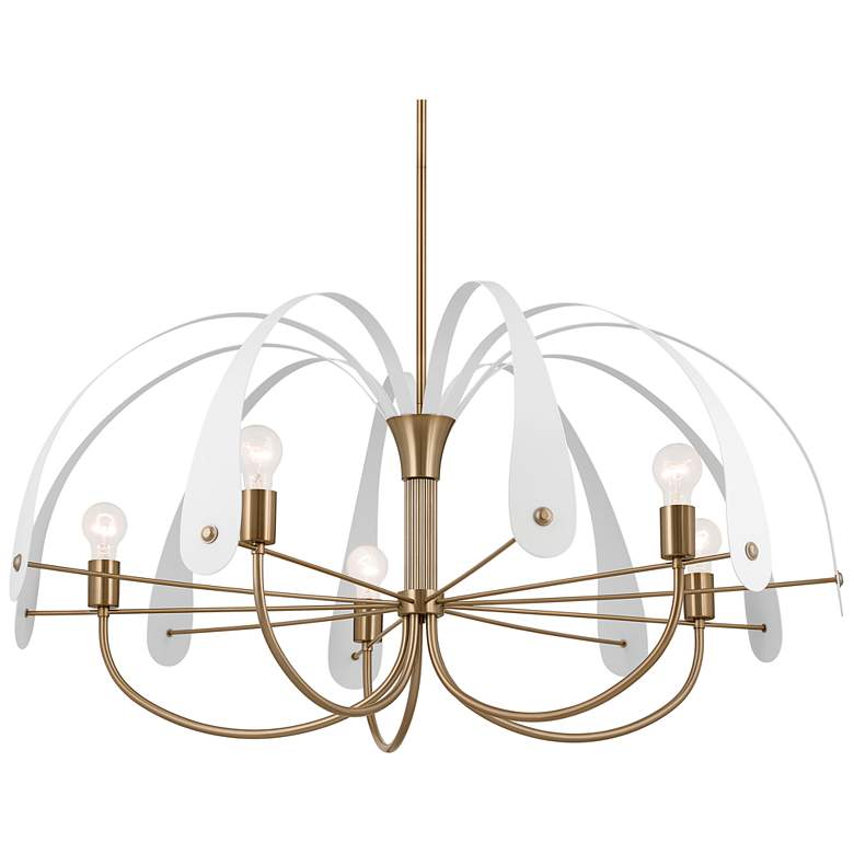 Image 1 Kichler Petal 42.5 Inch 5 Light Chandelier in Bronze with Black or White