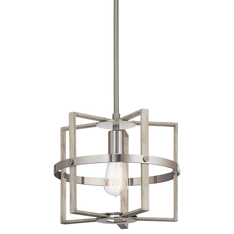 Image 2 Kichler Peyton 12" Wide White Washed Wood Mini Pendant