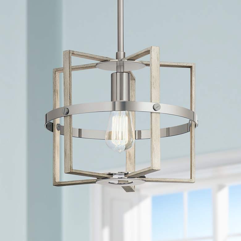 Image 1 Kichler Peyton 12" Wide White Washed Wood Mini Pendant