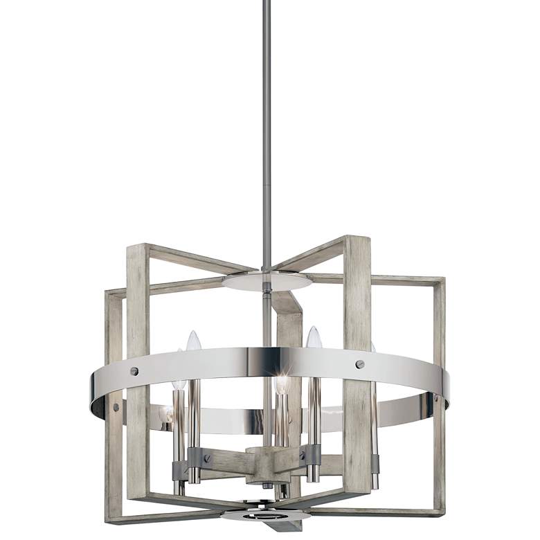 Image 2 Kichler Peyton 26" Wide White Washed Wood 5-Light Chandelier