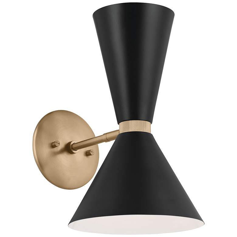 Image 2 Kichler Phix 13.5 Inch 2 Light Wall Sconce in Champagne Bronze with Black