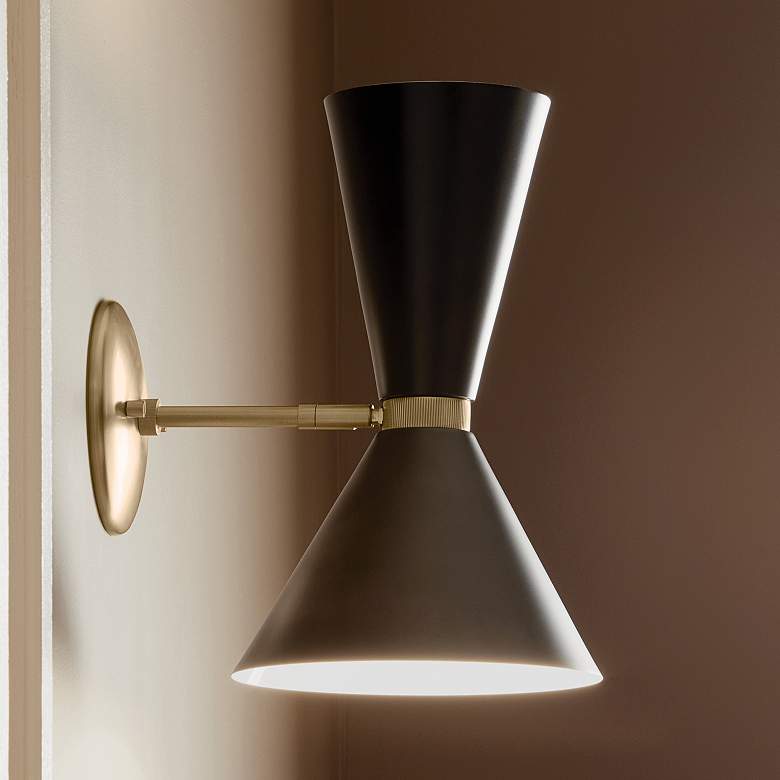 Image 1 Kichler Phix 13.5 Inch 2 Light Wall Sconce in Champagne Bronze with Black