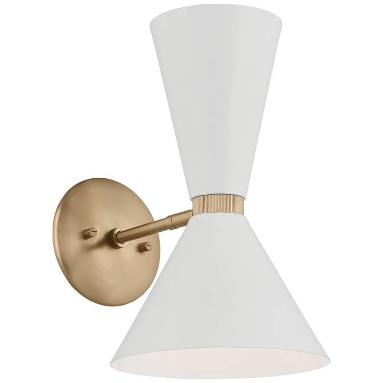 Image 1 Kichler Phix 13.5 Inch 2 Light Wall Sconce in Champagne Bronze with White