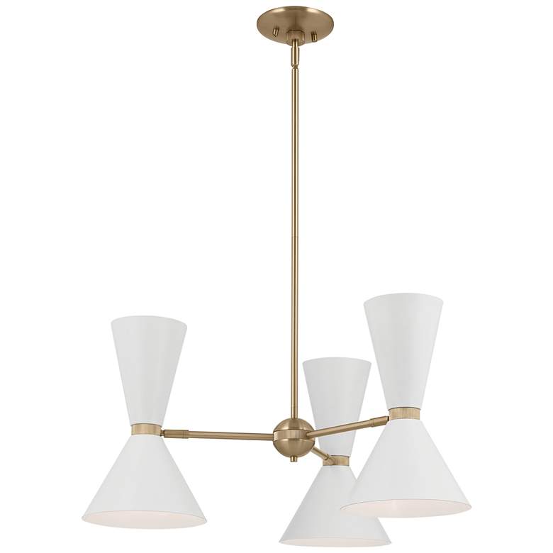 Image 1 Kichler Phix 30.75 Inch 6 Light Chandelier in Champagne Bronze with White