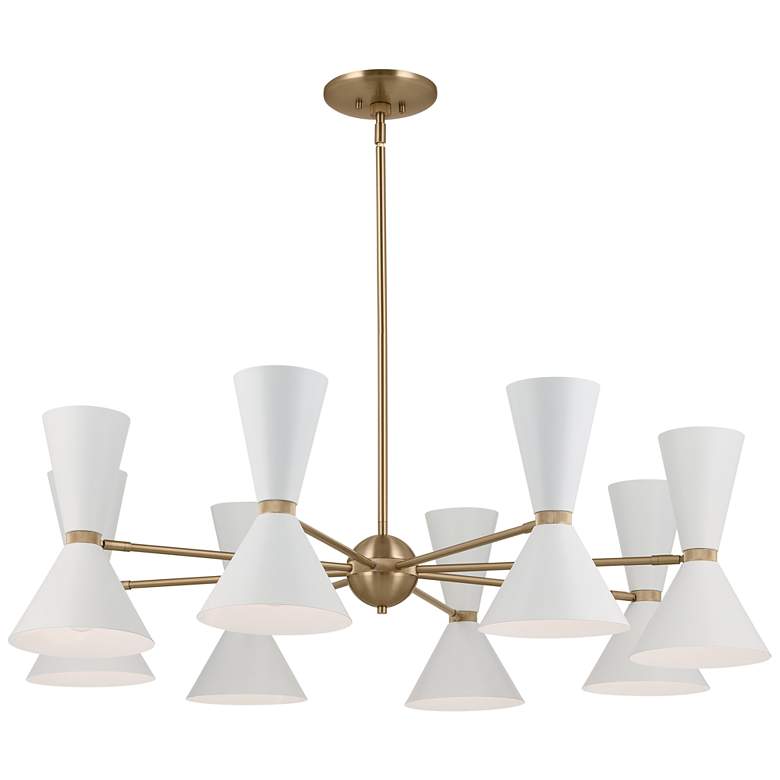 Image 1 Kichler Phix 48.75 Inch 16 Light Chandelier in Champagne Bronze with White