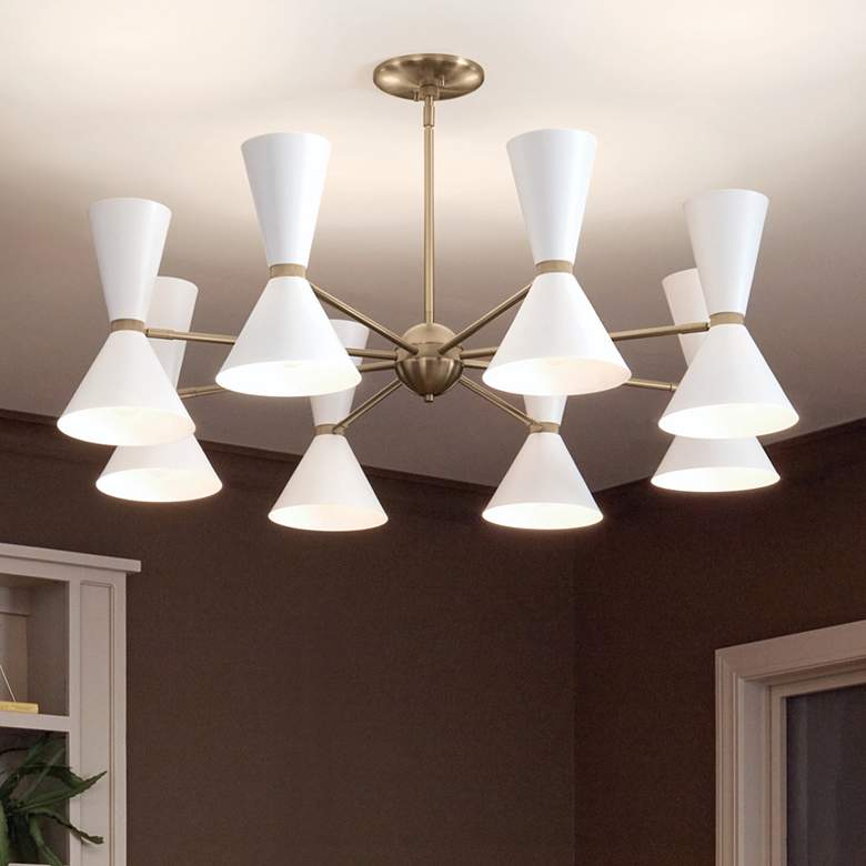 Image 1 Kichler Phix 48.75 Inch 16 Light Chandelier in Champagne Bronze with White
