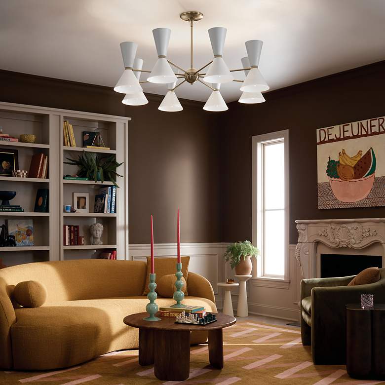 Image 7 Kichler Phix 48.75 Inch 16 Light Chandelier in Champagne Bronze with White more views