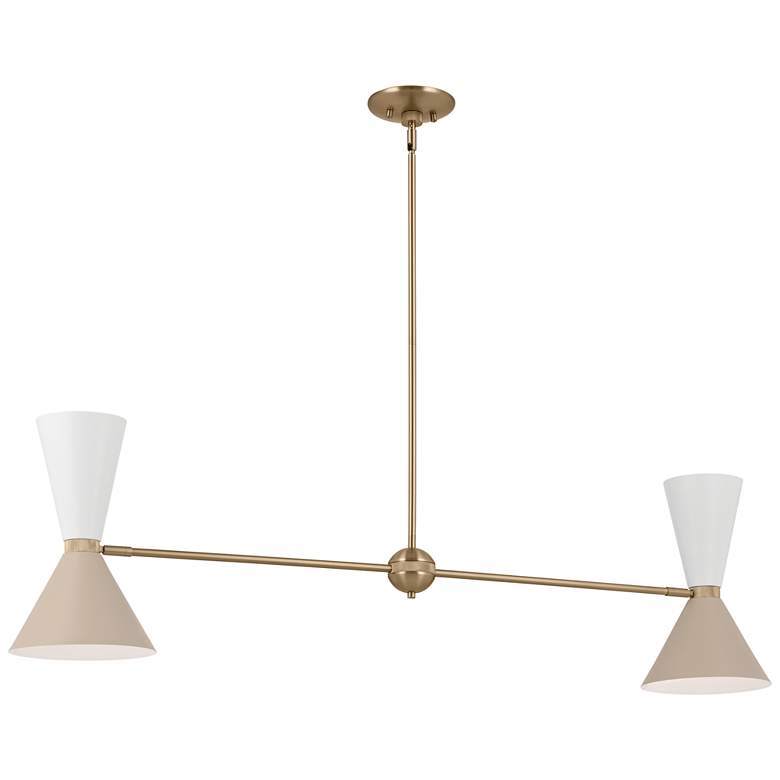 Image 1 Kichler Phix 48 Inch 4 Light Linear Chandelier Bronze with Greige and White