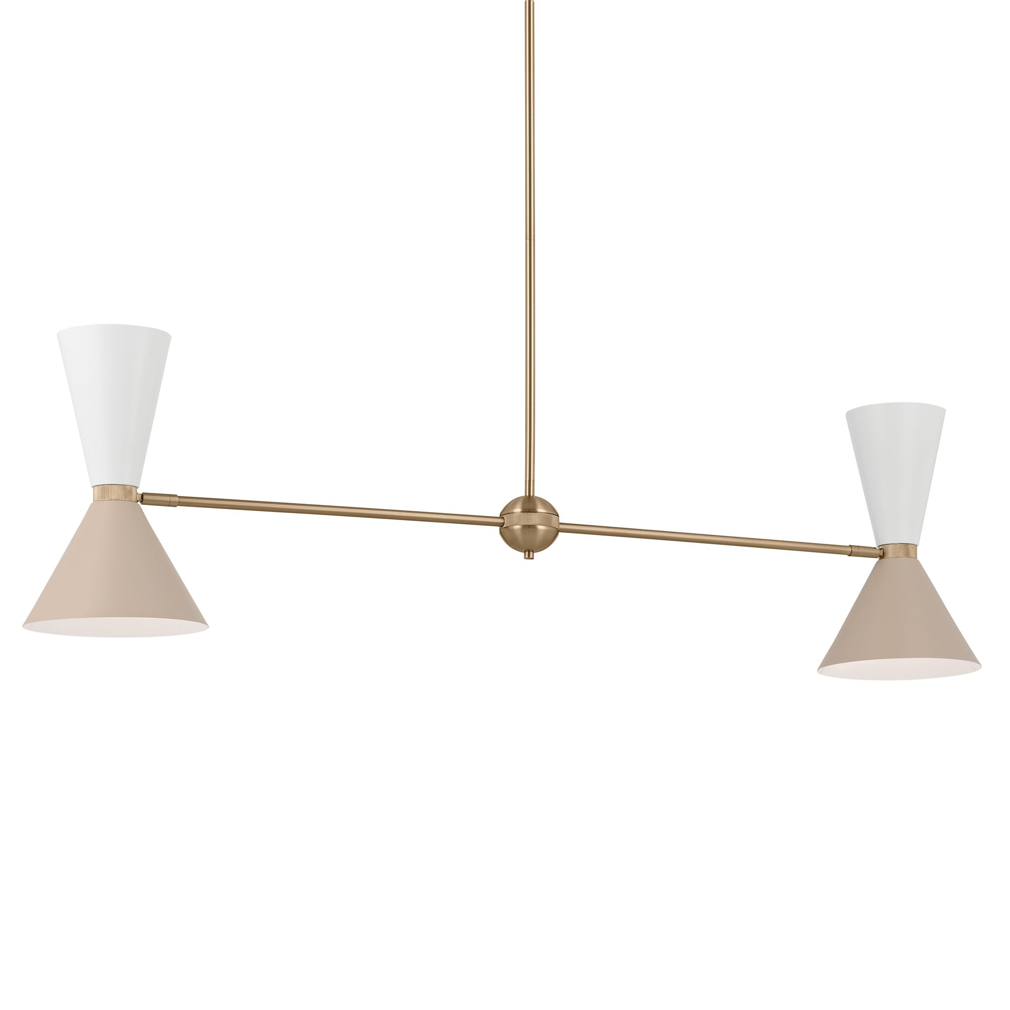 Image 4 Kichler Phix 48 Inch 4 Light Linear Chandelier Bronze with Greige and White more views