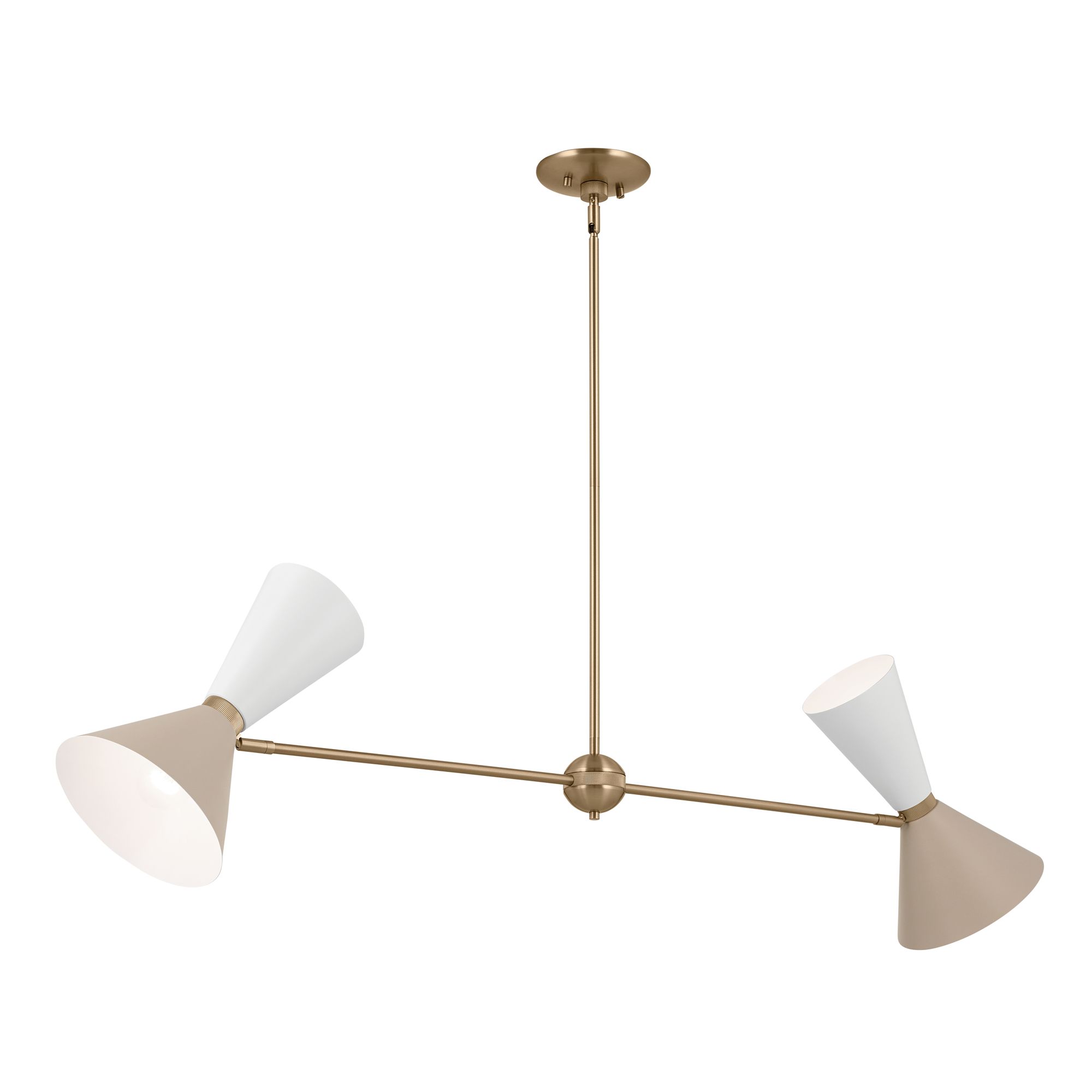 Image 6 Kichler Phix 48 Inch 4 Light Linear Chandelier Bronze with Greige and White more views