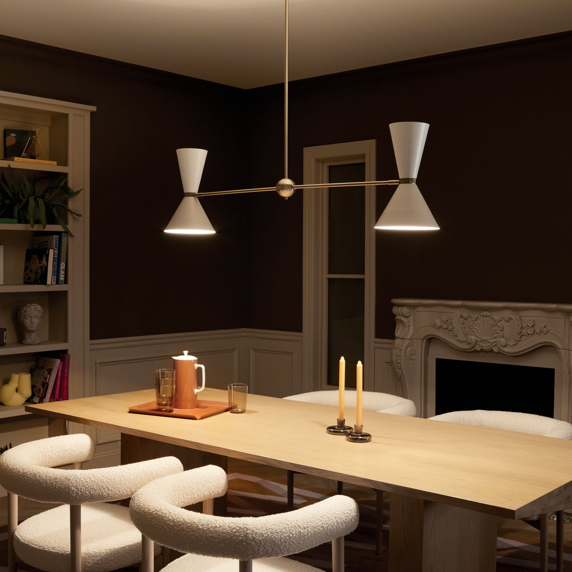 Kichler Phix 48 Inch 4 Light Linear Chandelier Bronze with Greige and White