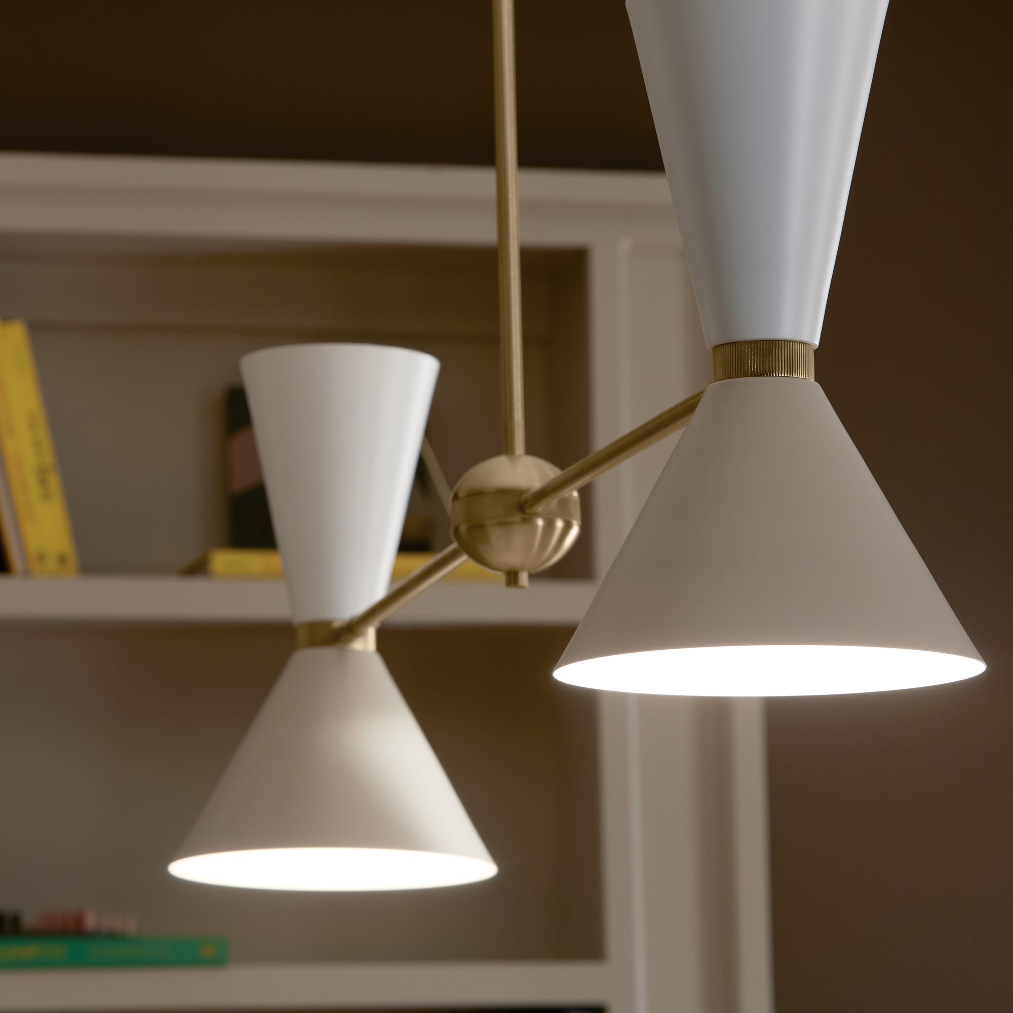 Kichler Phix 48 Inch 4 Light Linear Chandelier Bronze with Greige and White