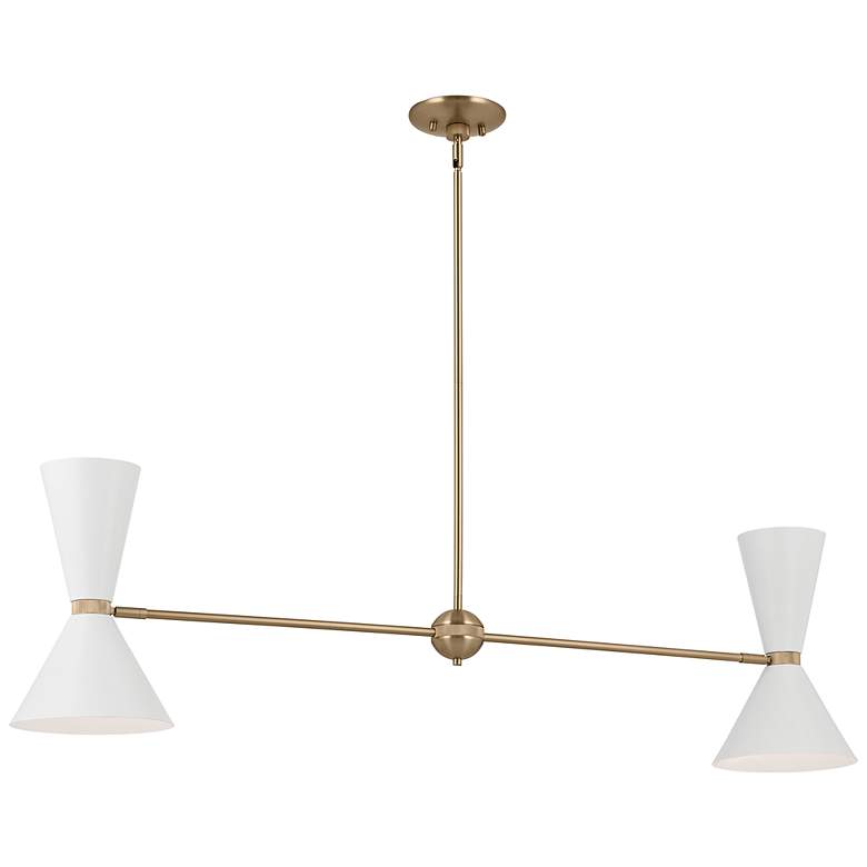 Image 1 Kichler Phix 48 Inch 4 Light Linear Chandelier in Bronze with White