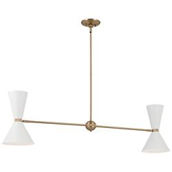 Kichler Phix 48 Inch 4 Light Linear Chandelier in Bronze with White