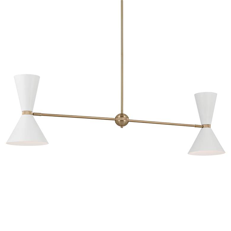 Image 2 Kichler Phix 48 Inch 4 Light Linear Chandelier in Bronze with White more views