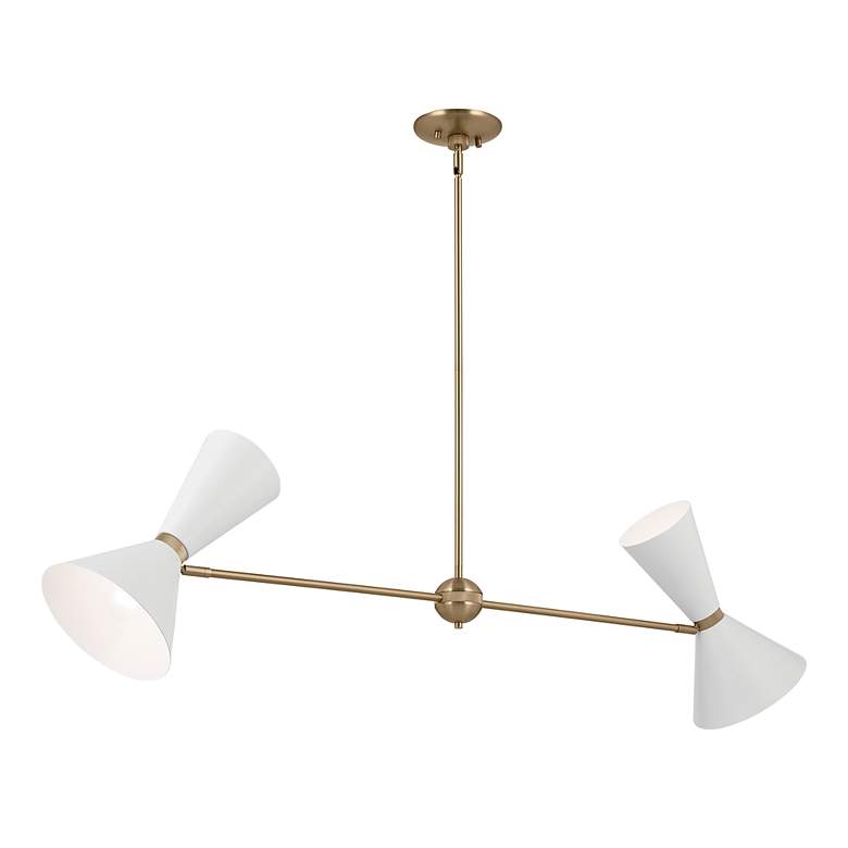 Image 4 Kichler Phix 48 Inch 4 Light Linear Chandelier in Bronze with White more views