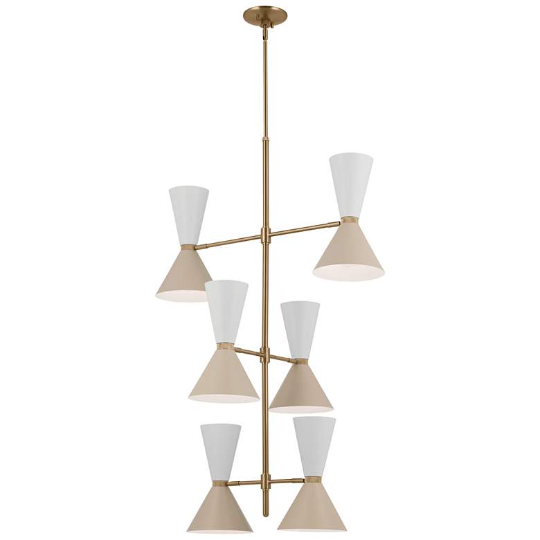 Image 1 Kichler Phix 50 Inch 12 Light Foyer Chandelier Bronze with Greige and White