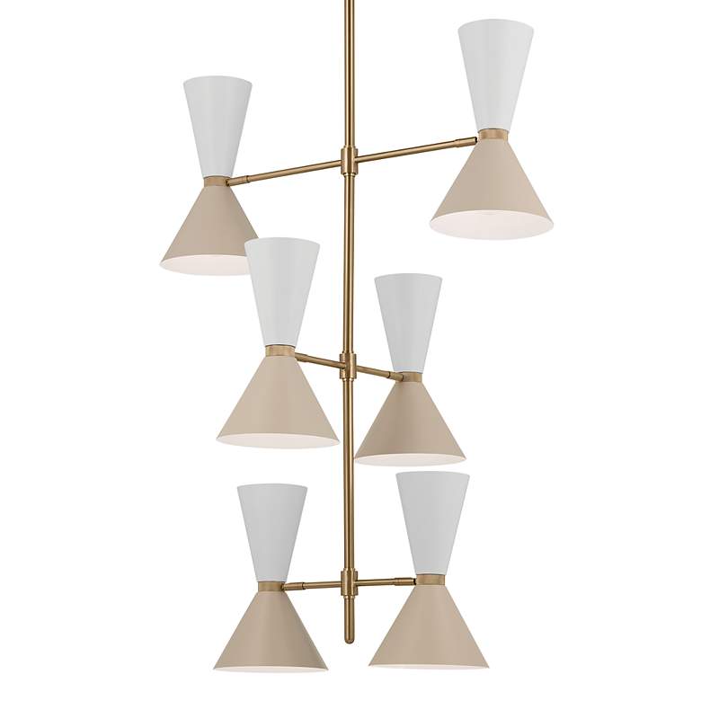 Image 2 Kichler Phix 50 Inch 12 Light Foyer Chandelier Bronze with Greige and White more views
