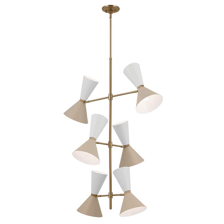 Image 4 Kichler Phix 50 Inch 12 Light Foyer Chandelier Bronze with Greige and White more views