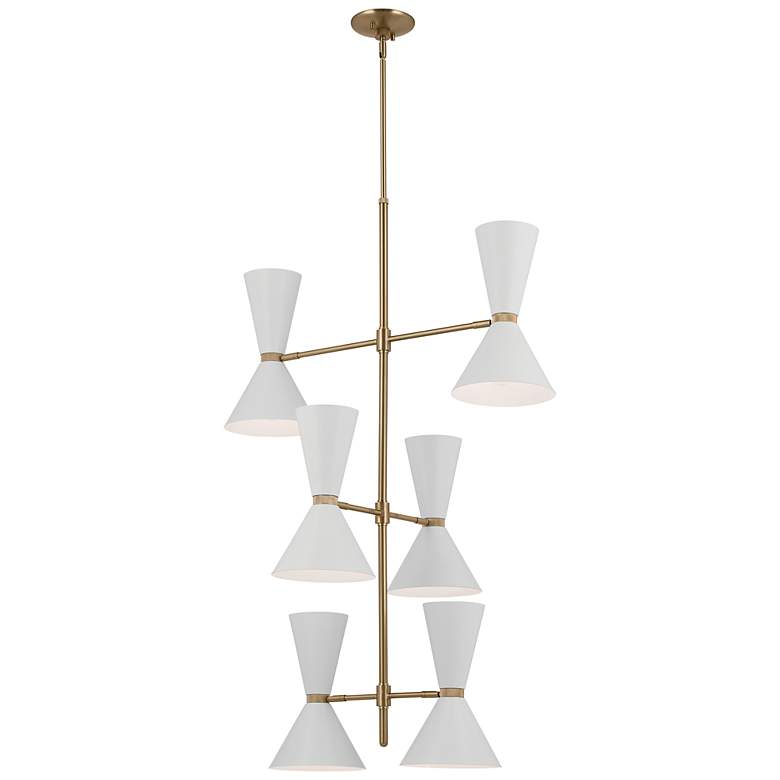 Image 2 Kichler Phix 50 Inch 12 Light Foyer Chandelier Bronze with White
